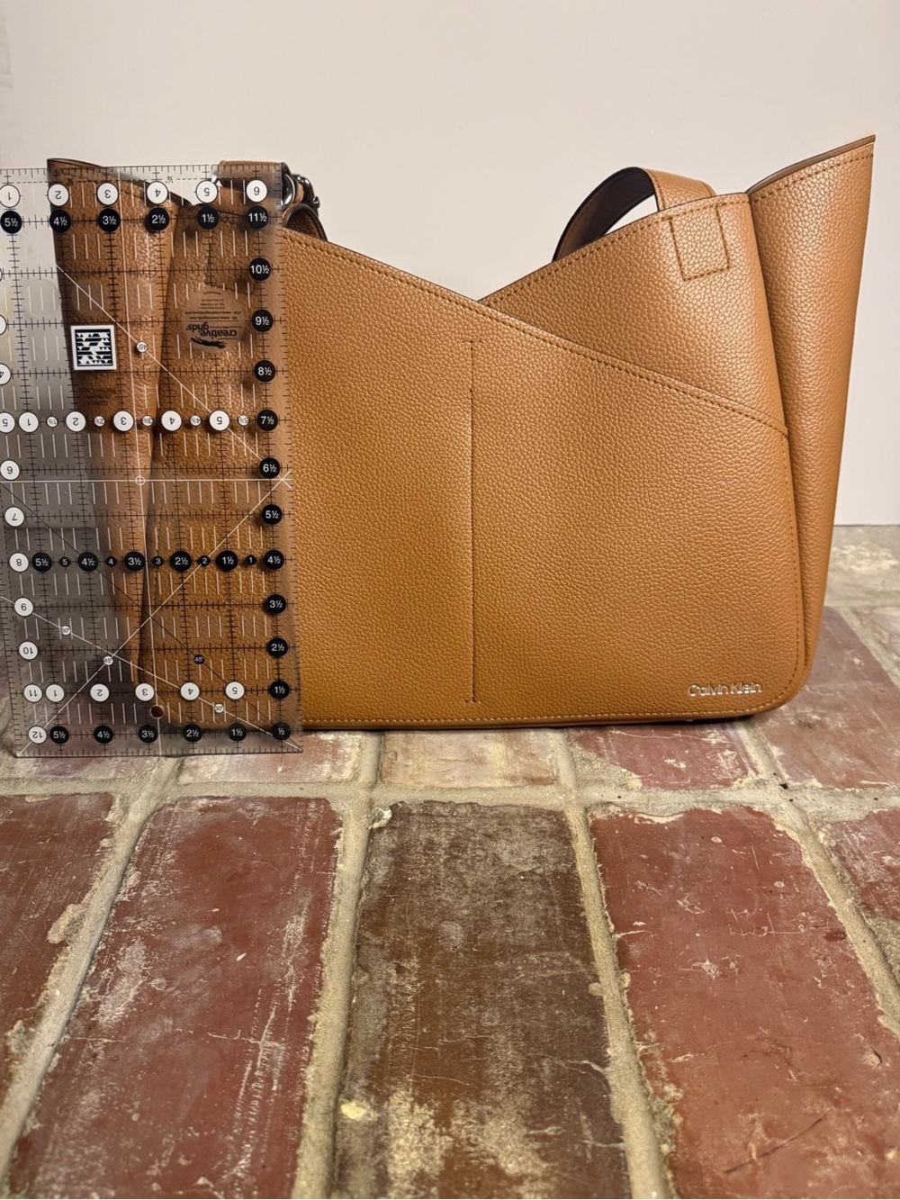 Calvin Klein Camel Pebbled Leather Open Tote – Large - Picture 6 of 9